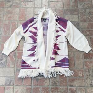 Wrangler Retro Aztec Navajo Cardigan Sweater Fringe Size L